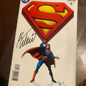 Vintage 1996 DC Comics Superman Man of steel comic signed by writer Mark Waid